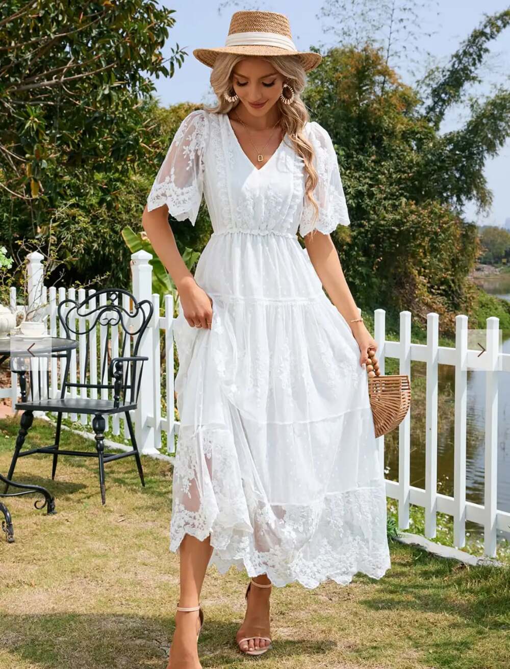 JJ's House Magalie lace maxi dress boho girlhood core coquette romantic large - Picture 2 of 12